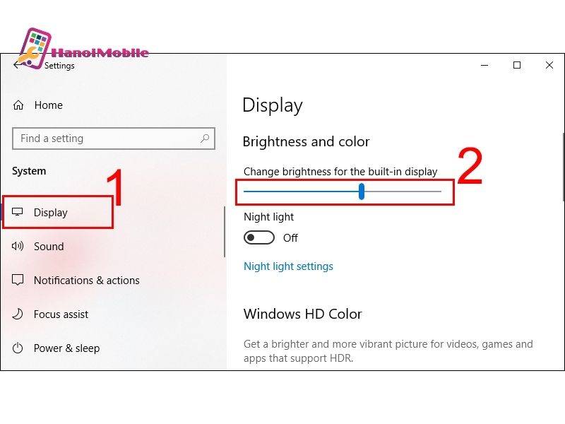 Điều chỉnh độ sáng màn hình máy tính bằng cài đặt Settings